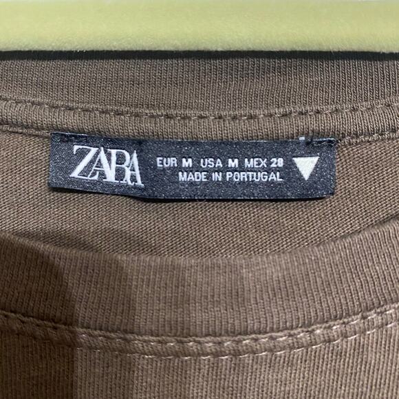 Zara Brown Short Sleeve Graphic Tee Sz M - Picture 4 of 10